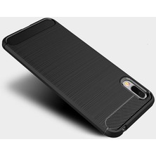 Microcase Huawei Y6 Pro 2019 - Honor Play 8A Brushed Carbon Fiber Silikon Kılıf - Siyah