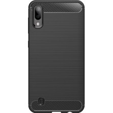 Microcase Samsung Galaxy M10 Brushed Carbon Fiber Silikon Kılıf - Siyah