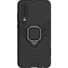 Microcase Huawei P30 Batman Serisi Yüzük Standlı Armor Kılıf - Siyah