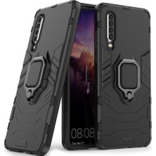 Microcase Huawei P30 Batman Serisi Yüzük Standlı Armor Kılıf - Siyah