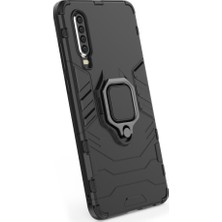 Microcase Huawei P30 Batman Serisi Yüzük Standlı Armor Kılıf - Siyah