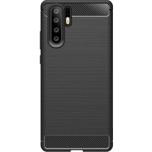 Microcase Huawei P30 Pro Brushed Carbon Fiber Silikon Kılıf - Siyah