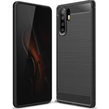 Microcase Huawei P30 Pro Brushed Carbon Fiber Silikon Kılıf - Siyah