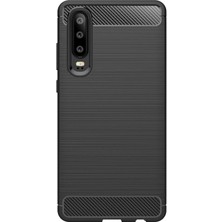 Microcase Huawei P30 Brushed Carbon Fiber Silikon Kılıf - Siyah