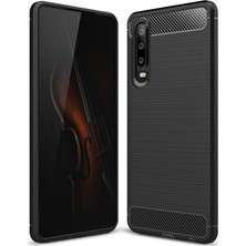 Microcase Huawei P30 Brushed Carbon Fiber Silikon Kılıf - Siyah