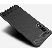 Microcase Huawei P30 Brushed Carbon Fiber Silikon Kılıf - Siyah