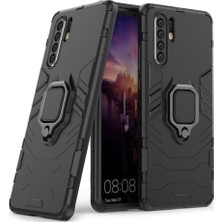 Microcase Huawei P30 Pro Batman Serisi Yüzük Standlı Armor Kılıf - Siyah