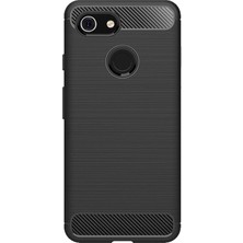 Microcase Google Pixel 3 Brushed Carbon Fiber Silikon Kılıf - Siyah