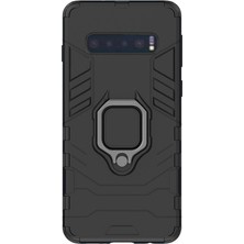 Microcase Samsung Galaxy S10 Batman Serisi Yüzük Standlı Armor Kılıf - Siyah