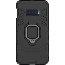 Microcase Samsung Galaxy S10E Batman Serisi Yüzük Standlı Armor Kılıf - Siyah