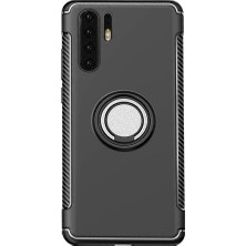 Microcase Huawei P30 Pro Yüzük Standlı Armor Silikon Kılıf - Siyah