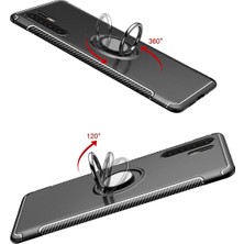 Microcase Huawei P30 Pro Yüzük Standlı Armor Silikon Kılıf - Siyah