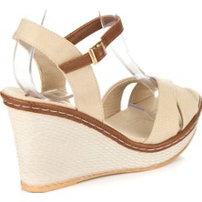Fox Shoes Bej Kadın Dolgu Topuklu Ayakkabı 9674040205