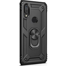 Case Street Huawei Y6 2019 Kılıf Vega Standlı Yüzüklü Mıknatıslı Siyah