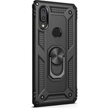 Case Street Huawei Y7 2019 Kılıf Vega Standlı Yüzüklü Mıknatıslı Siyah