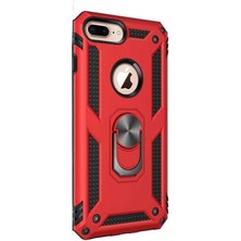 Case Street Apple iPhone 8 Plus Kılıf Vega Standlı Yüzüklü Mıknatıslı Kırmızı