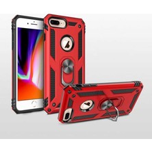 Case Street Apple iPhone 8 Plus Kılıf Vega Standlı Yüzüklü Mıknatıslı Kırmızı