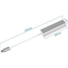 CoverZone Type - C To Macbook 3 Port Usb Hub ve Gigabit Ethernet Adaptör ENT