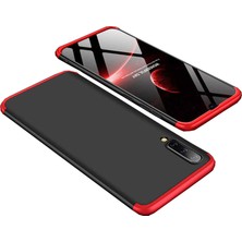 CoverZone Samsung Galaxy M30 3 Parça 360 Soft Hard Koruma Kılıf Siyah - Kırmızı