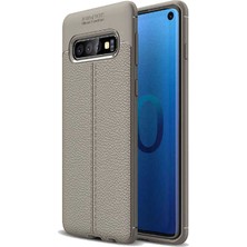 CoverZone Samsung Galaxy S10 Kılıf Deri Görünümlü Silikon Kılıf Antrasit
