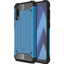 CoverZone Samsung Galaxy A30 Kılıf Zırhlı Shockproof Silikon Mavi + Temperli Ekran Koruma