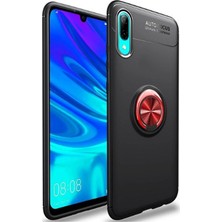 CoverZone Huawei P30 Pro Novel Yüzük Tutuculu Standlı Silikon Kılıf Siyah - Kırmızı + Nano Glass Nano Ekran Koruma + Dokunmatik Kalem