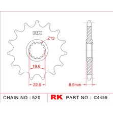 RK Suzuki GW 250 INAZUMA RK Çelik Ön Dişli C4459-14  (2013-2017)