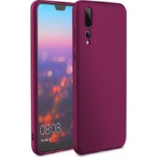 Ehr. Huawei P20 Pro Priming Mat Silikon Arka Kapak Kılıf Mürdüm + Nano Ekran Koruyucu