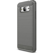 Ehr. Samsung Galaxy J5 2016 Kılıf Carbon Brushed Soft TPU Silikon Kılıf Gri + Nano Ekran Koruyucu