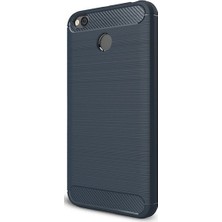 Ehr. Xiaomi Redmi 4X Kılıf Carbon Brushed Soft TPU Silikon Kılıf Lacivert + Nano Ekran Koruyucu