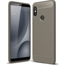 Ehr. Xiaomi Mi 8 SE Kılıf Carbon Brushed Soft TPU Silikon Mi 8 SE Kılıf Gri + Nano Ekran Koruyucu