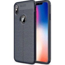 Ehr. Apple iPhone X Missing Deri Leather TPU Silikon Kılıf Lacivert