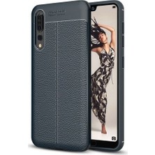 Ehr. Huawei P20 Pro Missing Deri Leather TPU Silikon Kılıf Lacivert