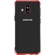 Ehr. Samsung Galaxy J7 Duo Lüks Lazer Kaplama Soft TPU Kılıf Kırmızı + Nano Ekran Koruyucu