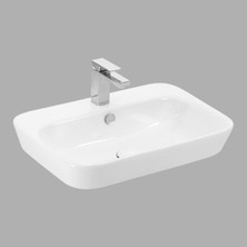 Lucco Mita 65 cm Tezgah Üstü Dikdörtgen Lavabo Beyaz