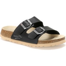 Superfit 8-00111-00-3 Siyah Kadın Deri Terlik