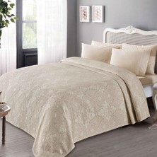 Taç Tek Kişilik Jakarlı Pike Takımı - Royal Bej