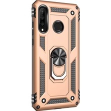 Microsonic Huawei P30 Lite Kılıf Military Ring Holder Gold