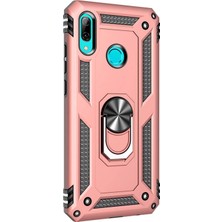 Microsonic Huawei P20 Lite Kılıf Military Ring Holder Rose Gold