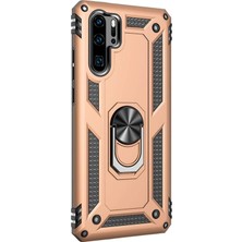 Microsonic Huawei P30 Pro Kılıf Military Ring Holder Gold