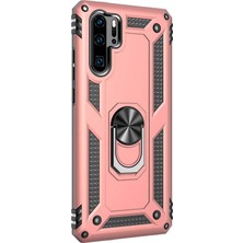 Microsonic Huawei P30 Pro Kılıf Military Ring Holder Rose Gold