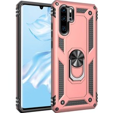 Microsonic Huawei P30 Pro Kılıf Military Ring Holder Rose Gold