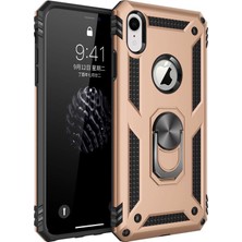 Microsonic Apple iPhone Xr Kılıf Military Ring Holder Gold