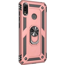 Microsonic Huawei Y6 2019 Kılıf Military Ring Holder Rose Gold