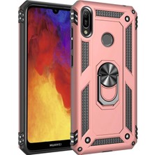 Microsonic Huawei Y6 2019 Kılıf Military Ring Holder Rose Gold