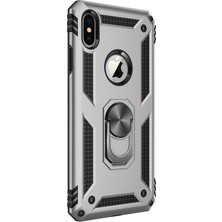 Microsonic Apple iPhone x Kılıf Military Ring Holder Gümüş