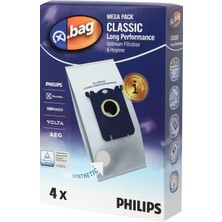 Philips X-Bag Classic Long Performance Uyumlu 4'lü Süpürge Torbası (%100 İthal A+ Kalite)