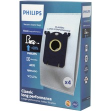 Philips Classic Long Performance Uyumlu 4'lü Süpürge Torbası (%100 İthal A+ Kalite)