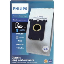 Philips Classic Long Performance Uyumlu 4'lü Süpürge Torbası (%100 İthal A+ Kalite)