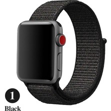 Schulzz Apple Watch Uyumlu Seri 2-3-4-5-6-SE - 42-44 mm Spor Loop Dokuma Kordon -Siyah